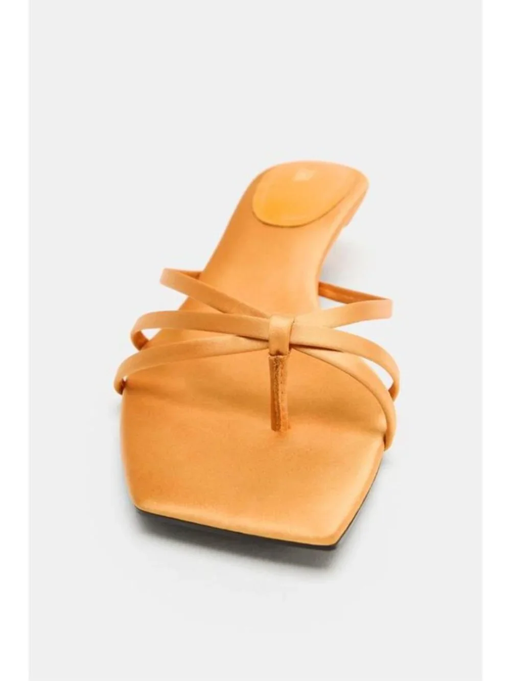 ZARA SATIN KITTEN HEEL SANDALS - Picture 6 of 7